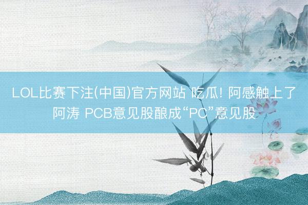 LOL比赛下注(中国)官方网站 吃瓜! 阿感触上了阿涛 PCB意见股酿成“PC”意见股