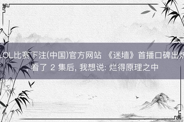 LOL比赛下注(中国)官方网站 《迷墙》首播口碑出炉, 看了 2 集后, 我想说: 烂得原理之中