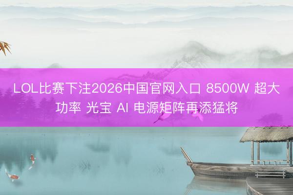 LOL比赛下注2026中国官网入口 8500W 超大功率 光宝 AI 电源矩阵再添猛将